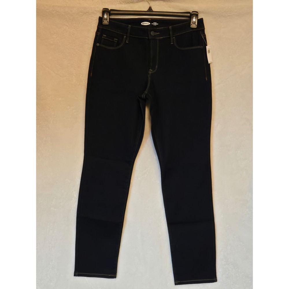 Old Navy Womens Size 10 Jeans Power Slim Straight Mid-Rise‎ Dark Wash Denim  NEW